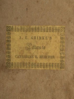 cover image of Letters to Catherine E. Beecher